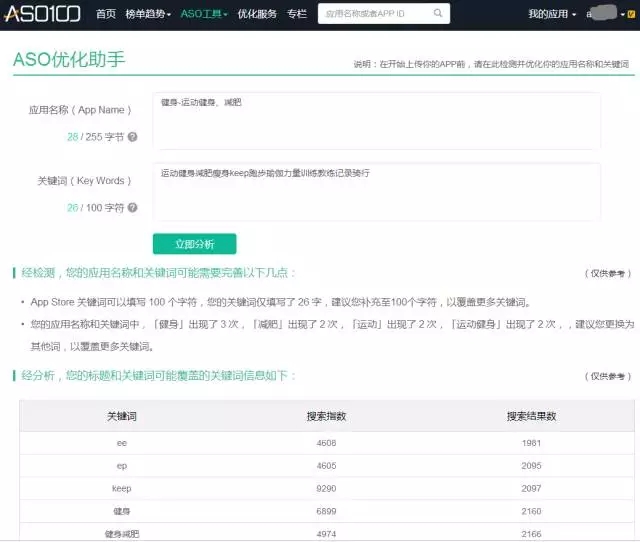 【ASO优化助手】来进行检验和分析